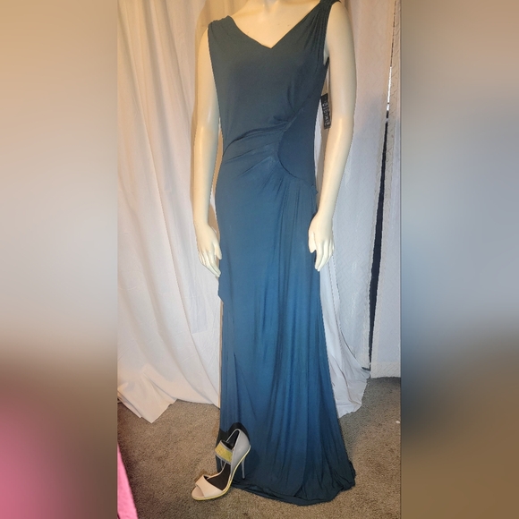 NEW T-Bags Los Angeles Ruched & gathered Front Maxi S 4-6 Retail $198 Dark Teal - Picture 1 of 12